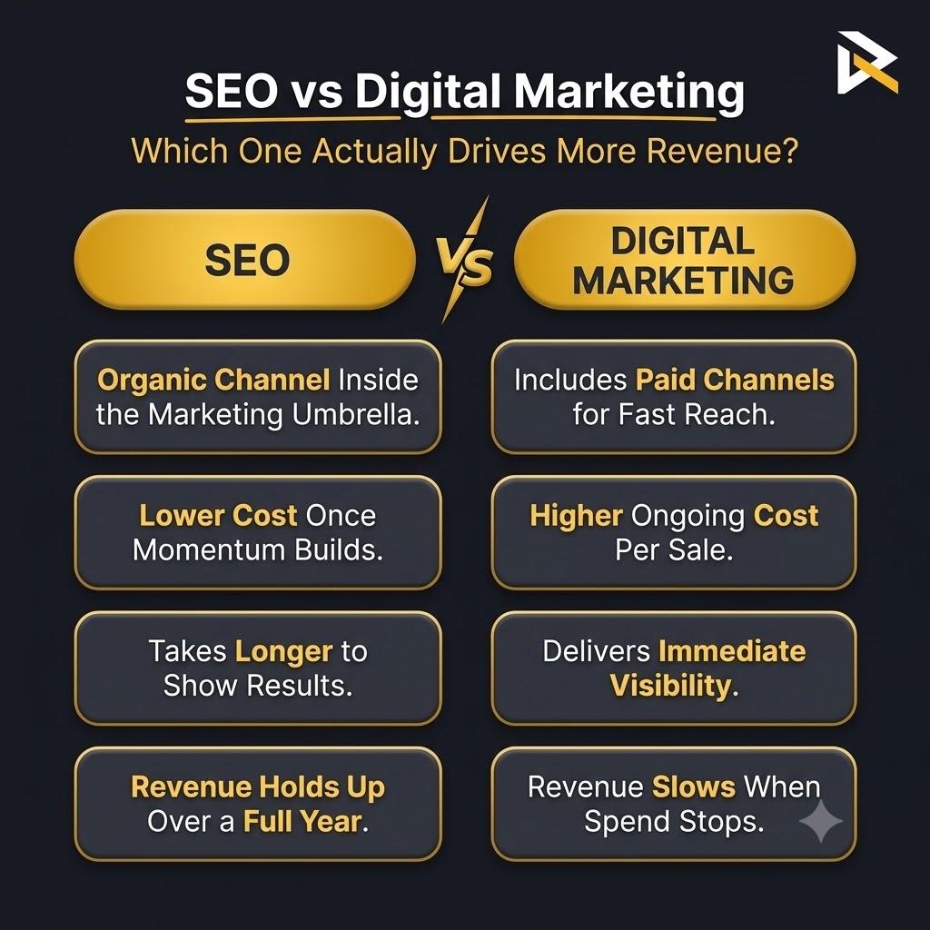 SEO vs Digital Marketing: Which One Actually Drives More Revenue?
